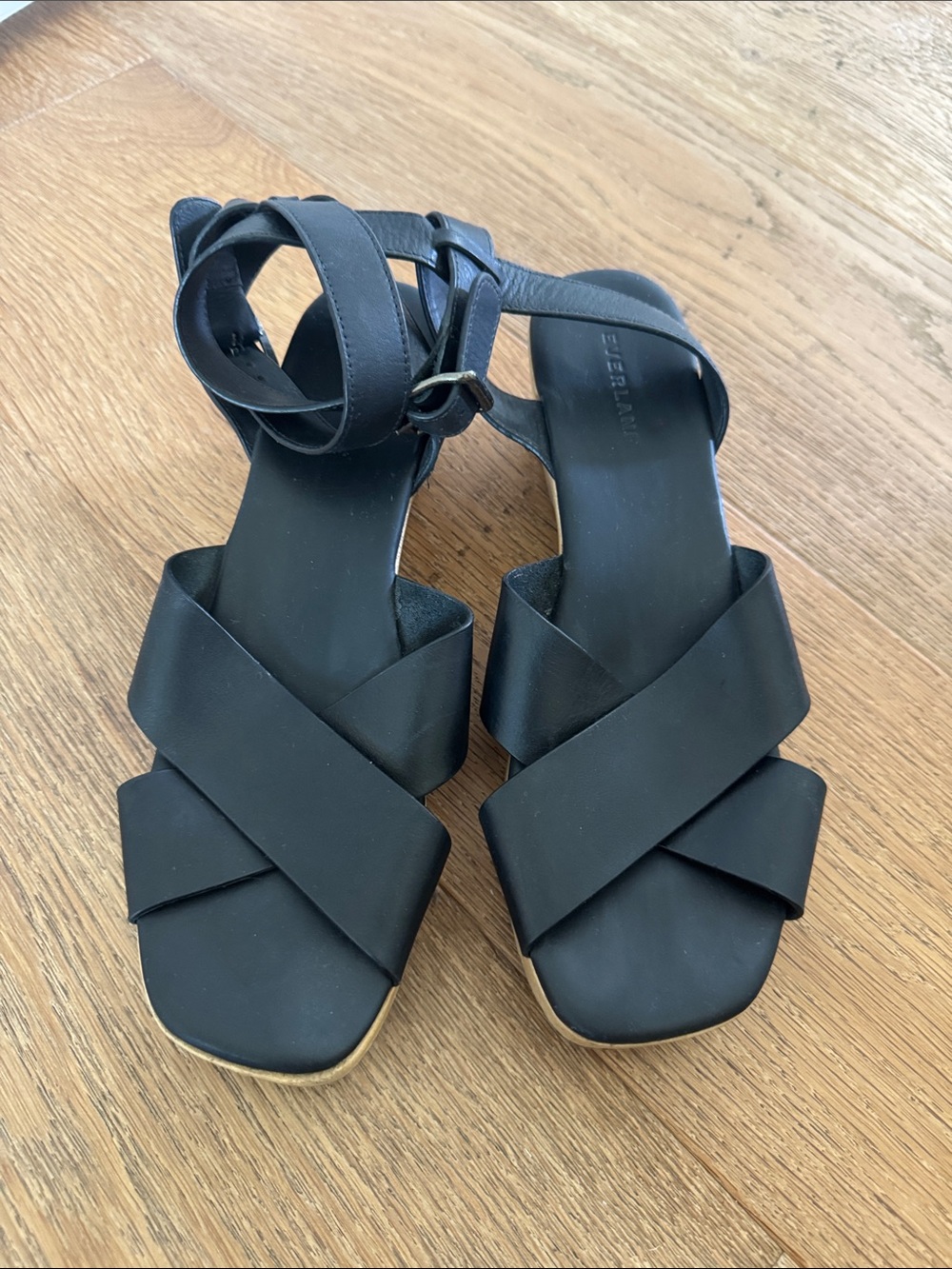 Everlane Black Crisscross Ankle-Strap Sandals
